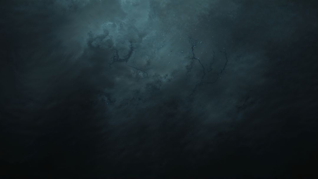 Dramatic Dark Storm Clouds with Teal Luminescent Mist