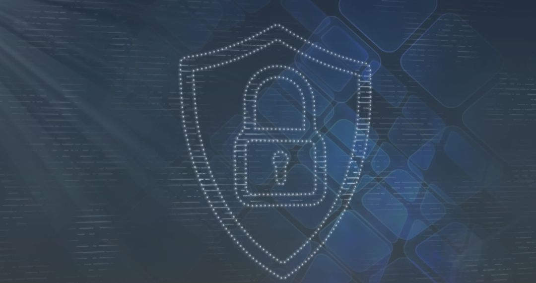 Digital Shield with Padlock Representing Cybersecurity Concept