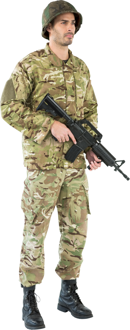 Full Length Transparent Image of Soldier Holding Rifle in Camouflage Uniform - Download Free Stock Images Pikwizard.com