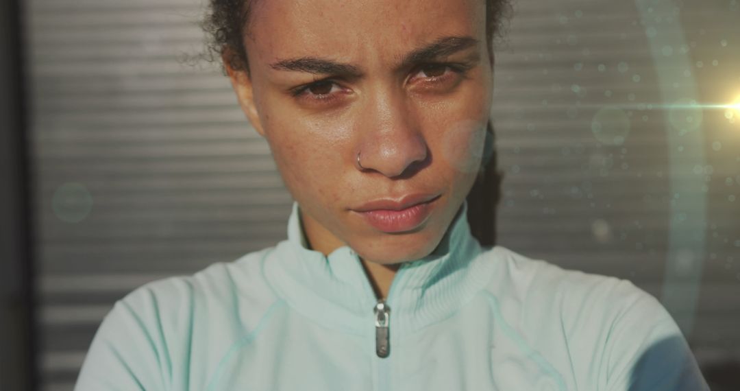 Focused African American Athlete Outdoors