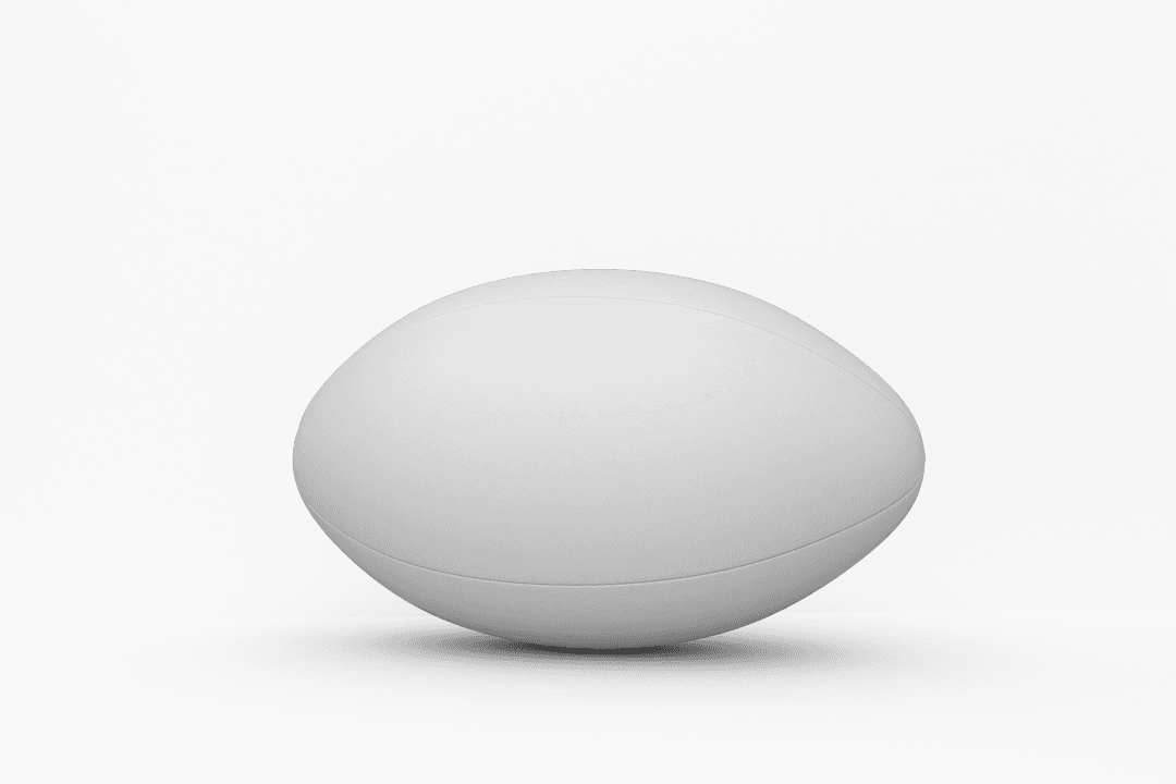Transparent White Rugby Ball on Plain Background