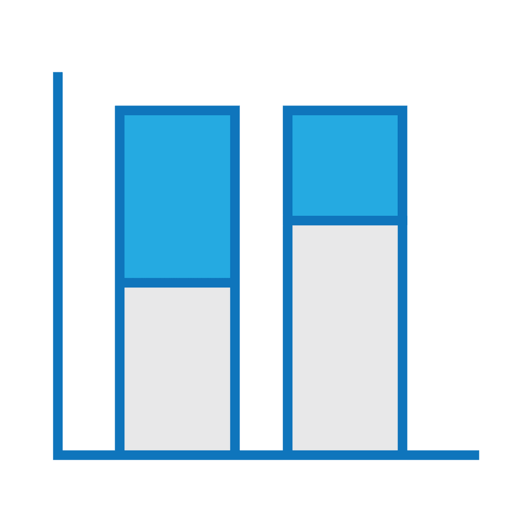 Transparent Blue Stacked Vertical Bar Graph Chart on White