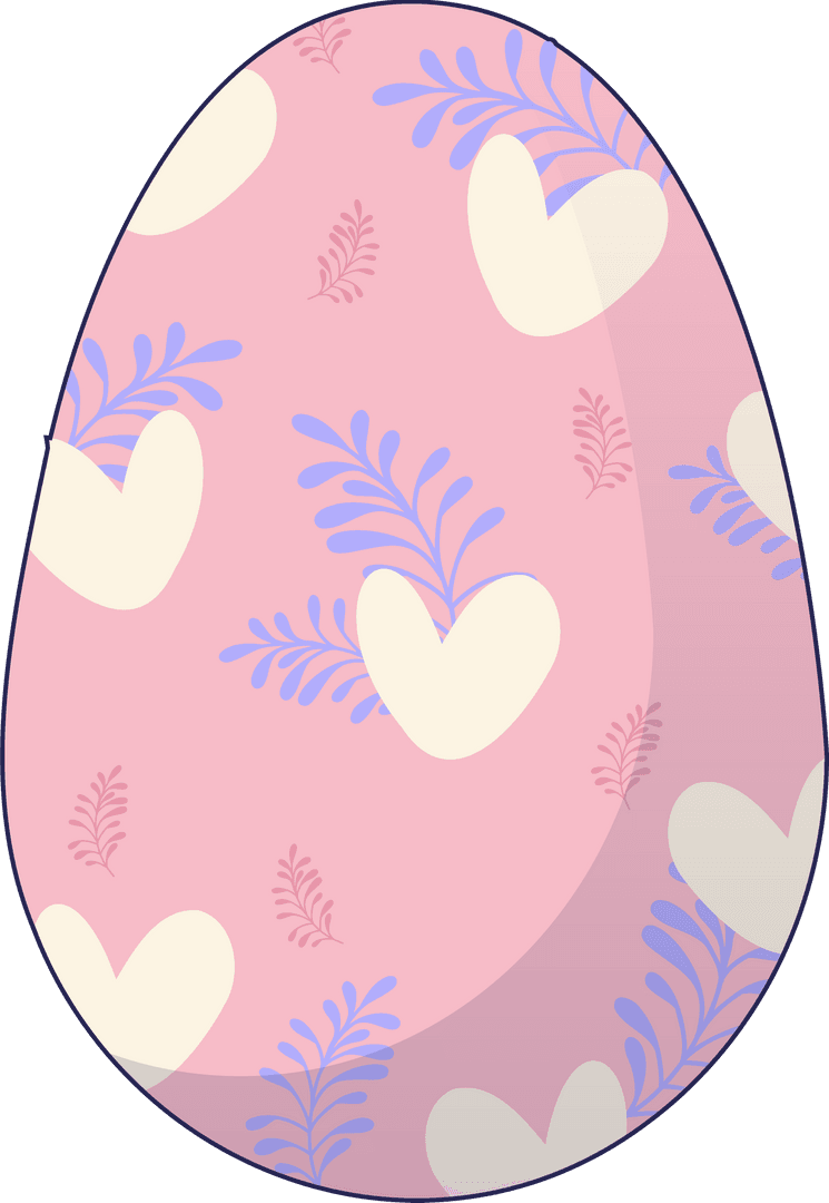 Pastel Pink Egg with Cream Hearts on Transparent Background