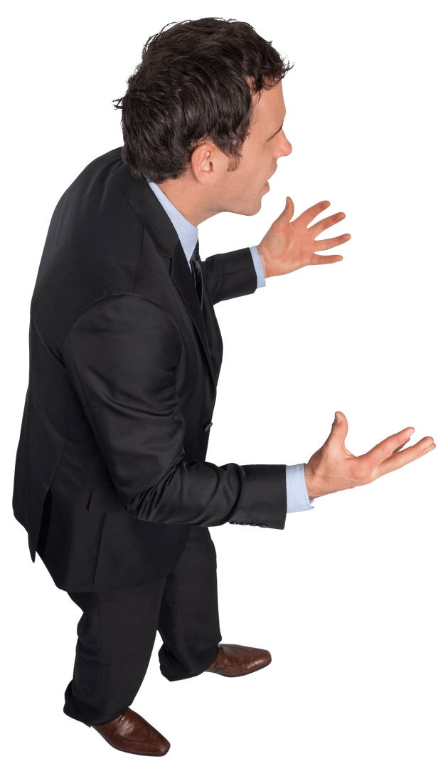 Frustrated Businessman on Transparent Background Showing Emotion
