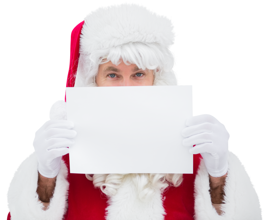 Transparent background Santa Claus holding blank white sign - Download Free Stock Images Pikwizard.com