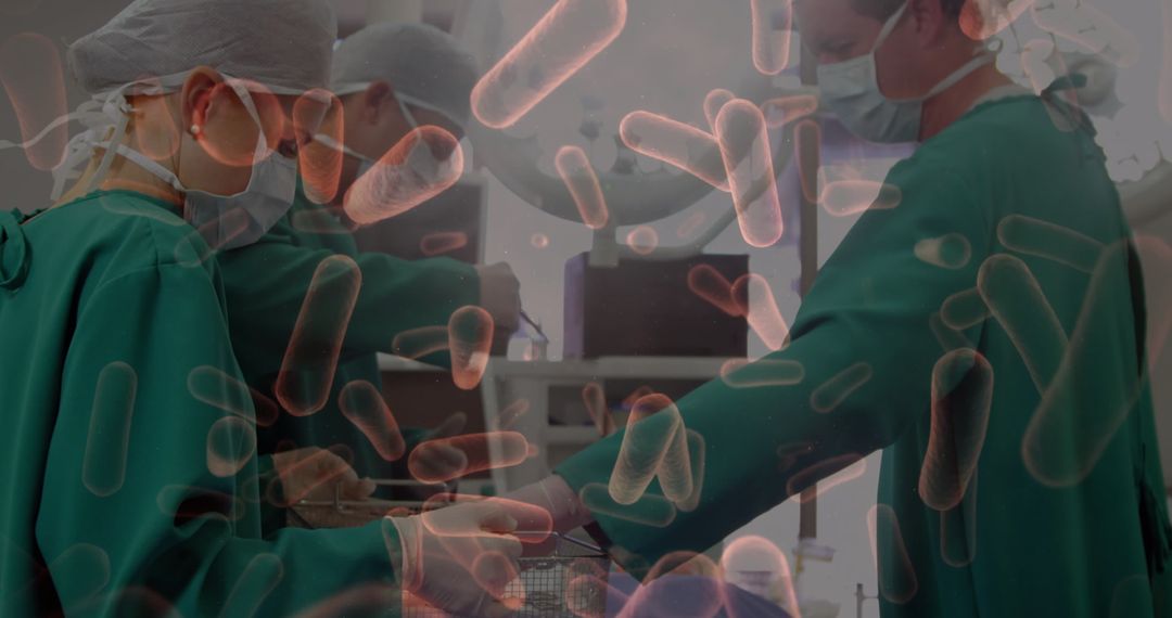 Conceptual Image of Surgery with Germs Overlaid Team