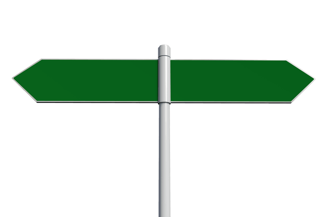 Transparent Green Signposts for Direction and Guidance