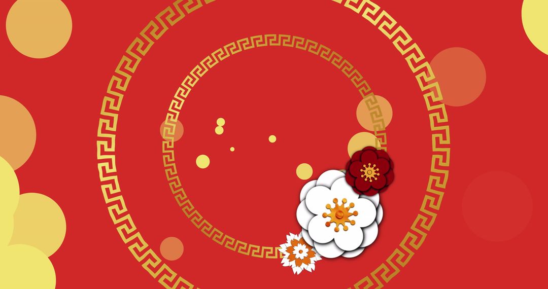 Chinese Flower Decoration on Festive Red Background - Free Images, Stock Photos and Pictures on Pikwizard.com