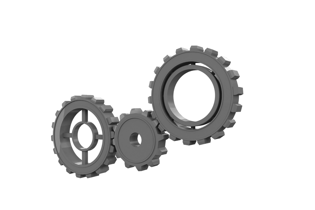 Industrial Grey Cogs on Transparent Background Illustration
