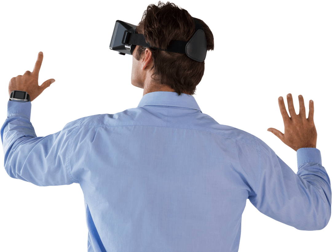 Business Leader Using VR Glasses with Transparent Background