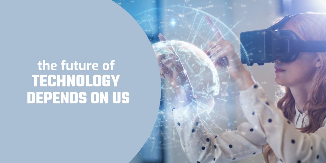 Visionary Woman Exploring Future Technology with Virtual Reality