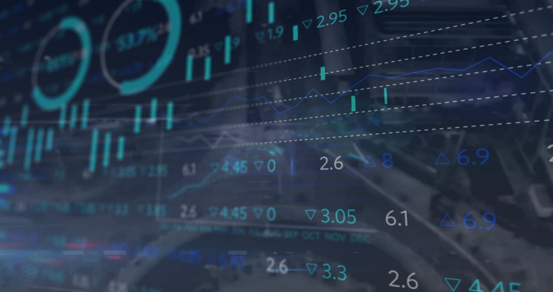 Abstract Digital Financial Data Over Cityscape Concept