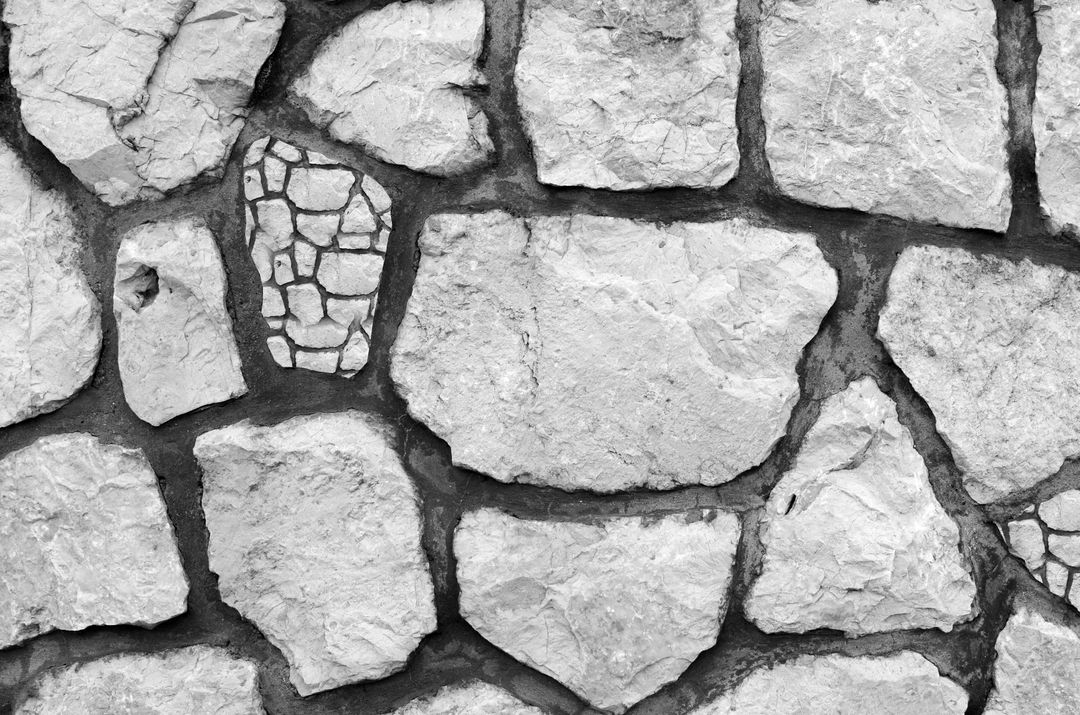 Perfectly Arranged Stone Wall Pattern in Black and White