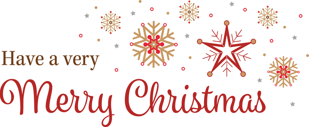 Transparent Merry Christmas Greeting with Snowflakes and Stars