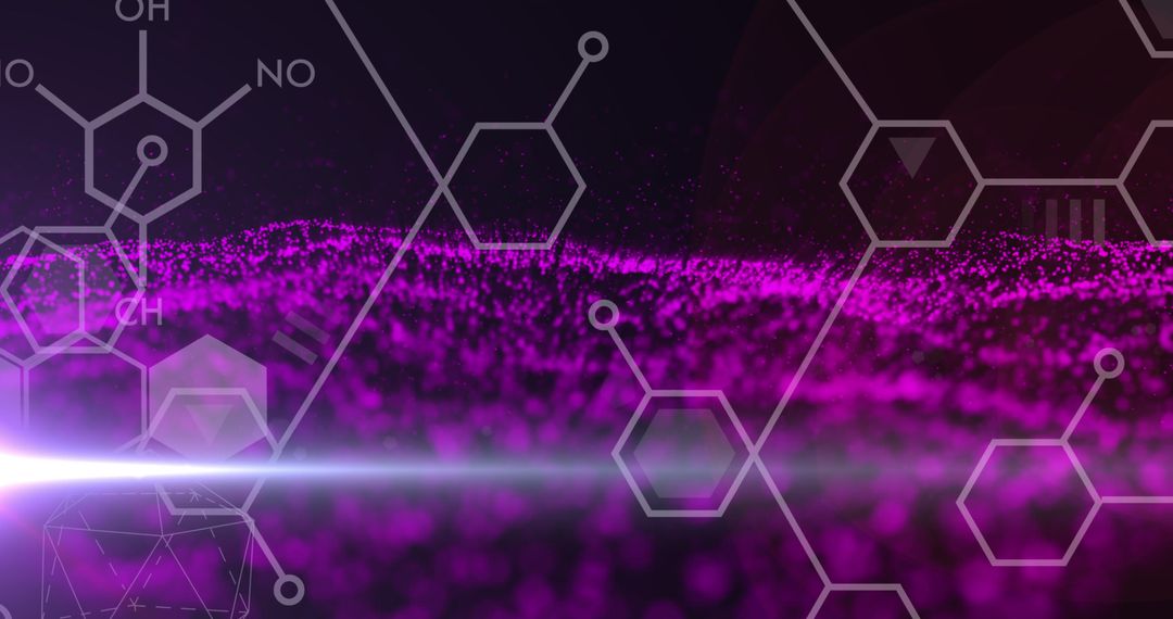 Futuristic Chemical Structures with Purple Digital Mesh