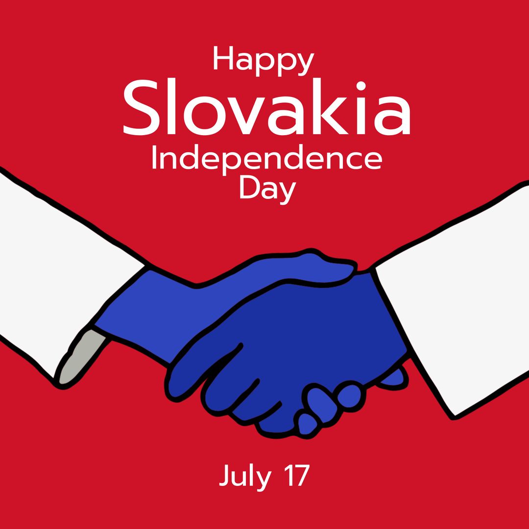 Slovakia Independence Day Handshake Illustration on Red Background