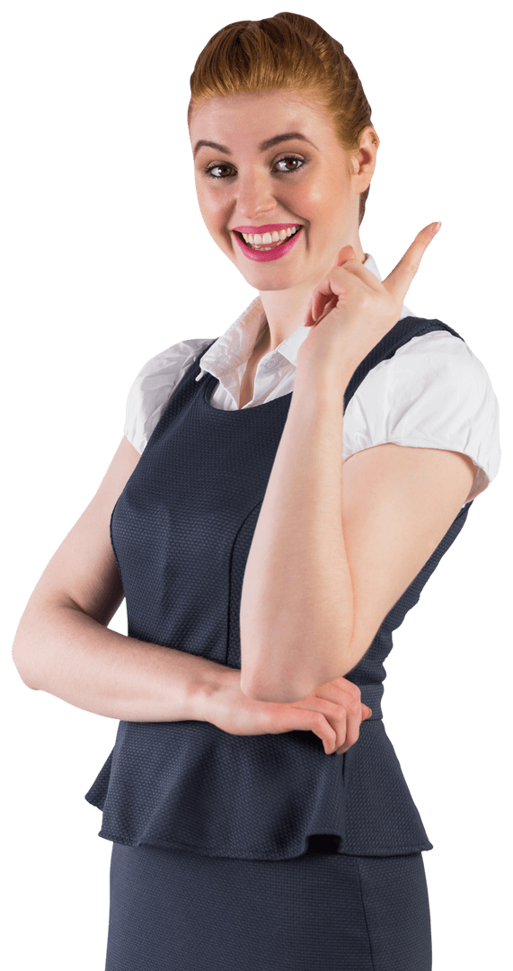 Transparent Background Redhead Businesswoman Pointing with Smile