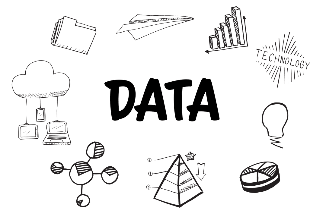 Transparent Data Illustration with Finance and Statistic Symbols
