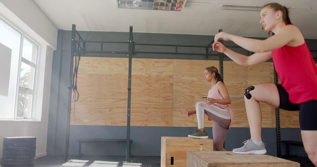 Women Doing Box Jumps for Fitness Training in Gym - Free Images, Stock Photos and Pictures on Pikwizard.com