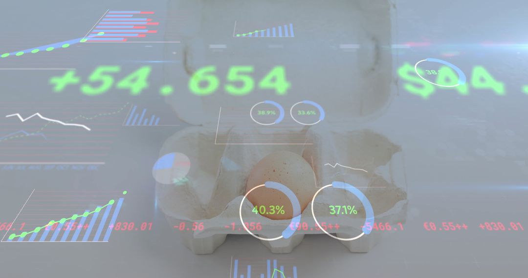 Futuristic Egg Carton With Data Visualization Overlay