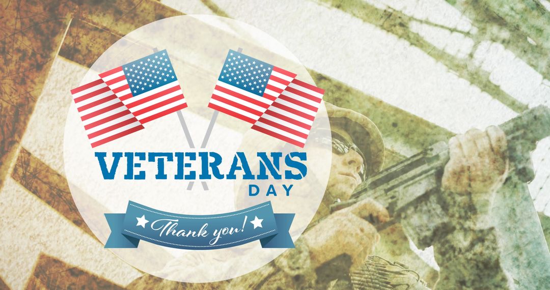 Veterans Day Tribute with Soldier and American Flags