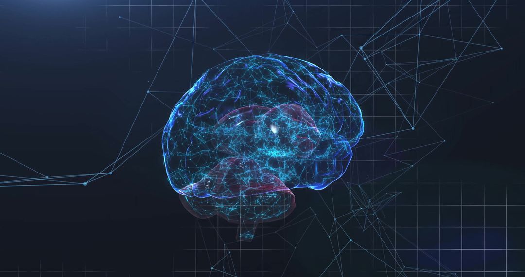 Futuristic Digital Brain Model with Glowing Neural Network