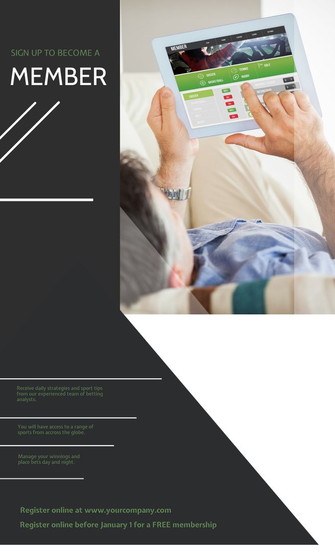 User Interacting with Tablet for Easy Online Membership