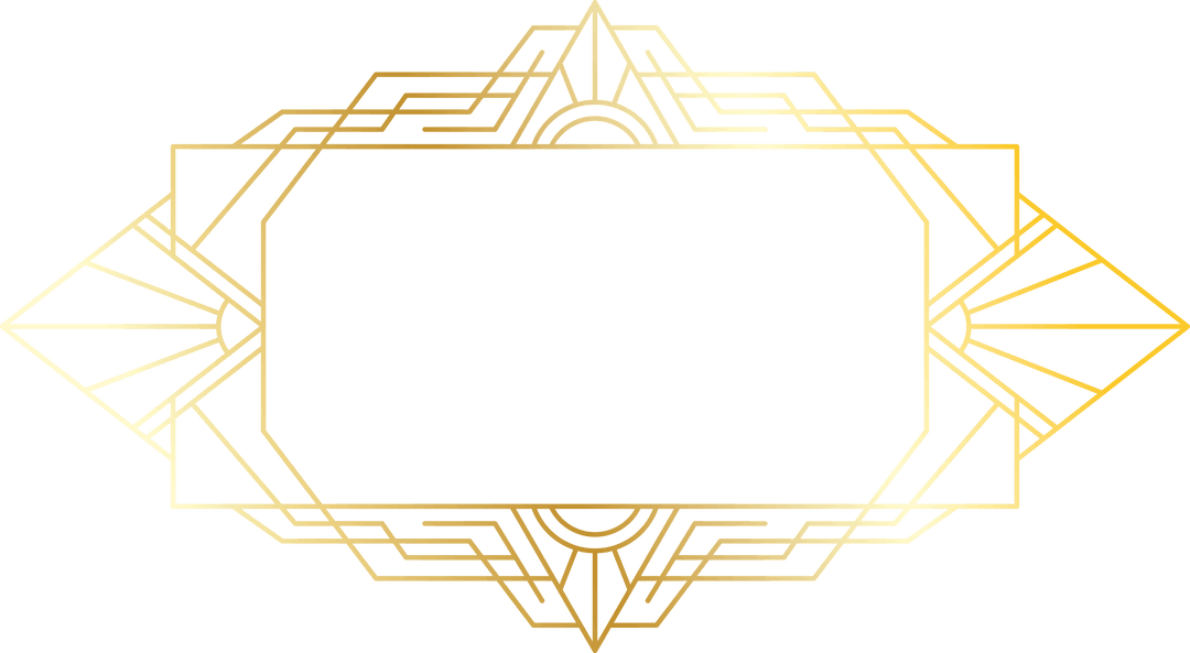 Golden Art Deco Geometric Frame on Transparent Background