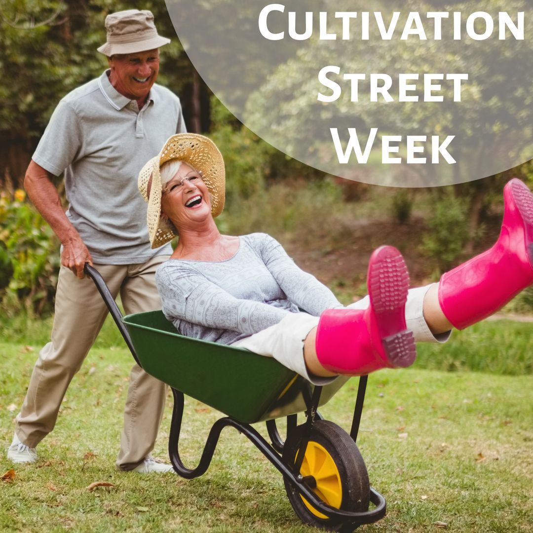 Elderly Couple Enjoying Gardening Together in Sunny Garden