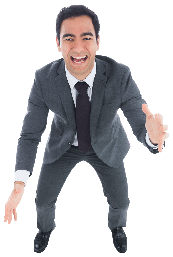 Smiling Biracial Businessman on Transparent Background