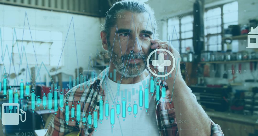 Carpenter Discussing Energy Metrics on Phone