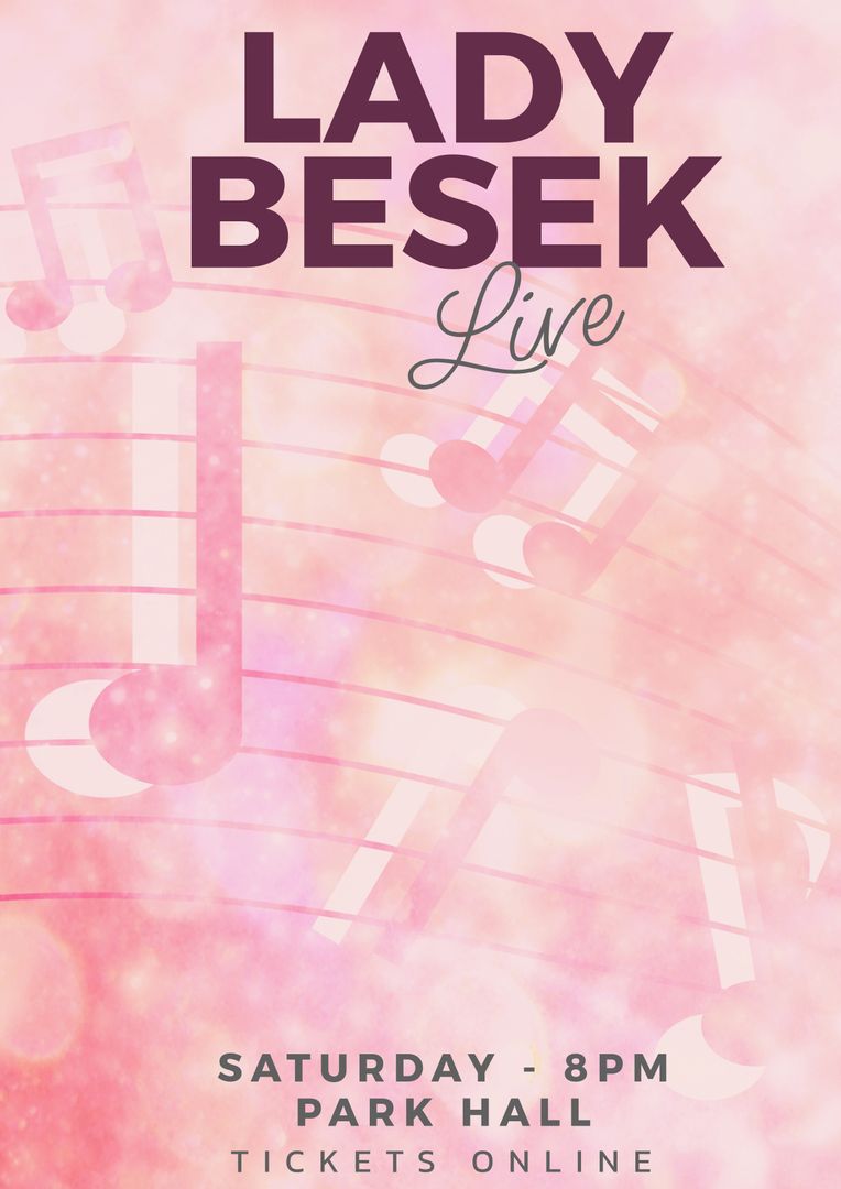 Music Event Advertisement with Musical Notes Background