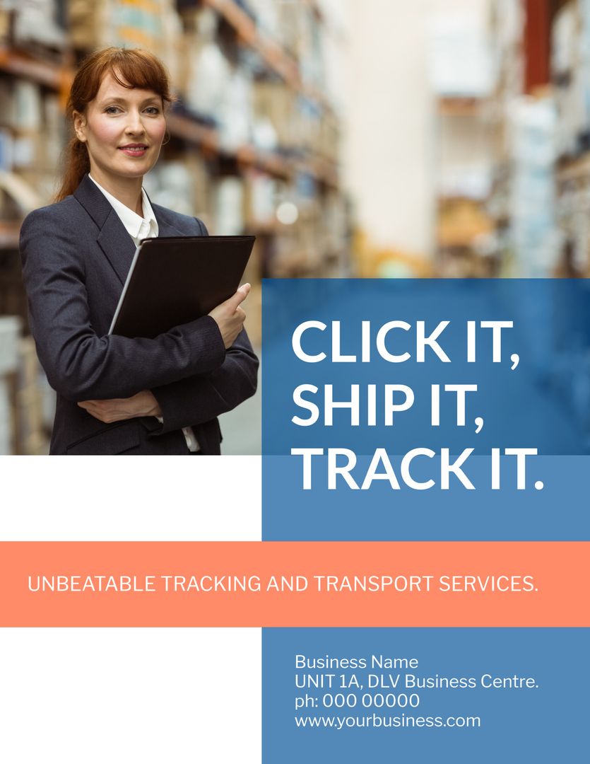 Efficient Logistics Concept with Confident Businesswoman in Warehouse