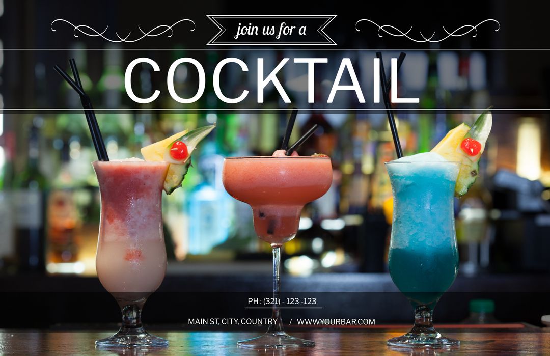 Colorful Cocktails Highlighting Joyful Bar Atmosphere