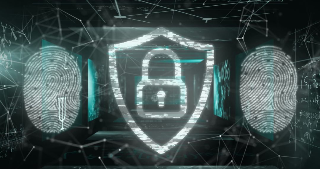 Futuristic Cybersecurity Technology with Digital Lock and Fingerprints