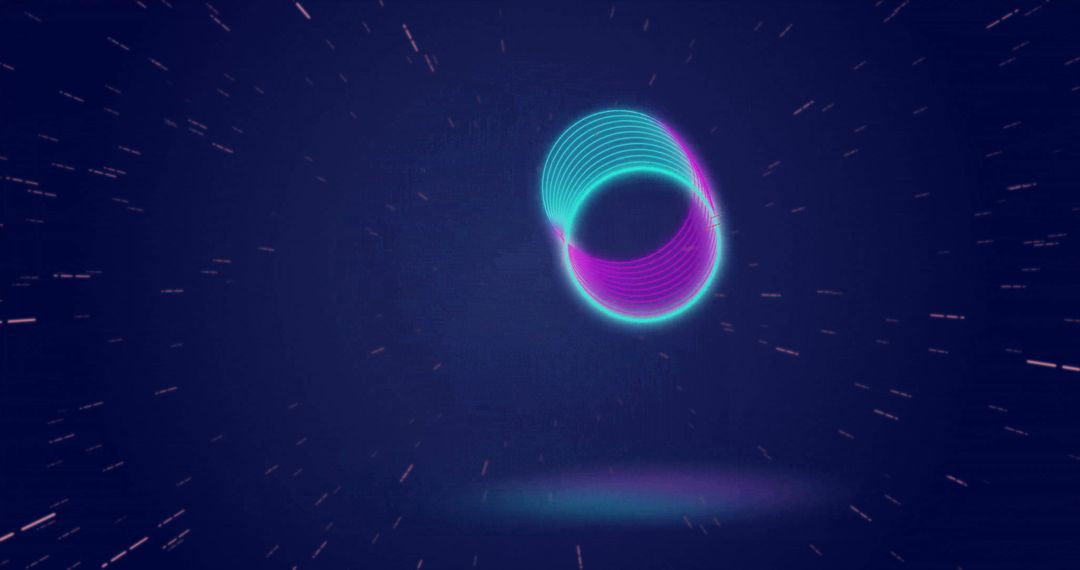 Glowing Neon Torus Floating in Futuristic Cyberspace