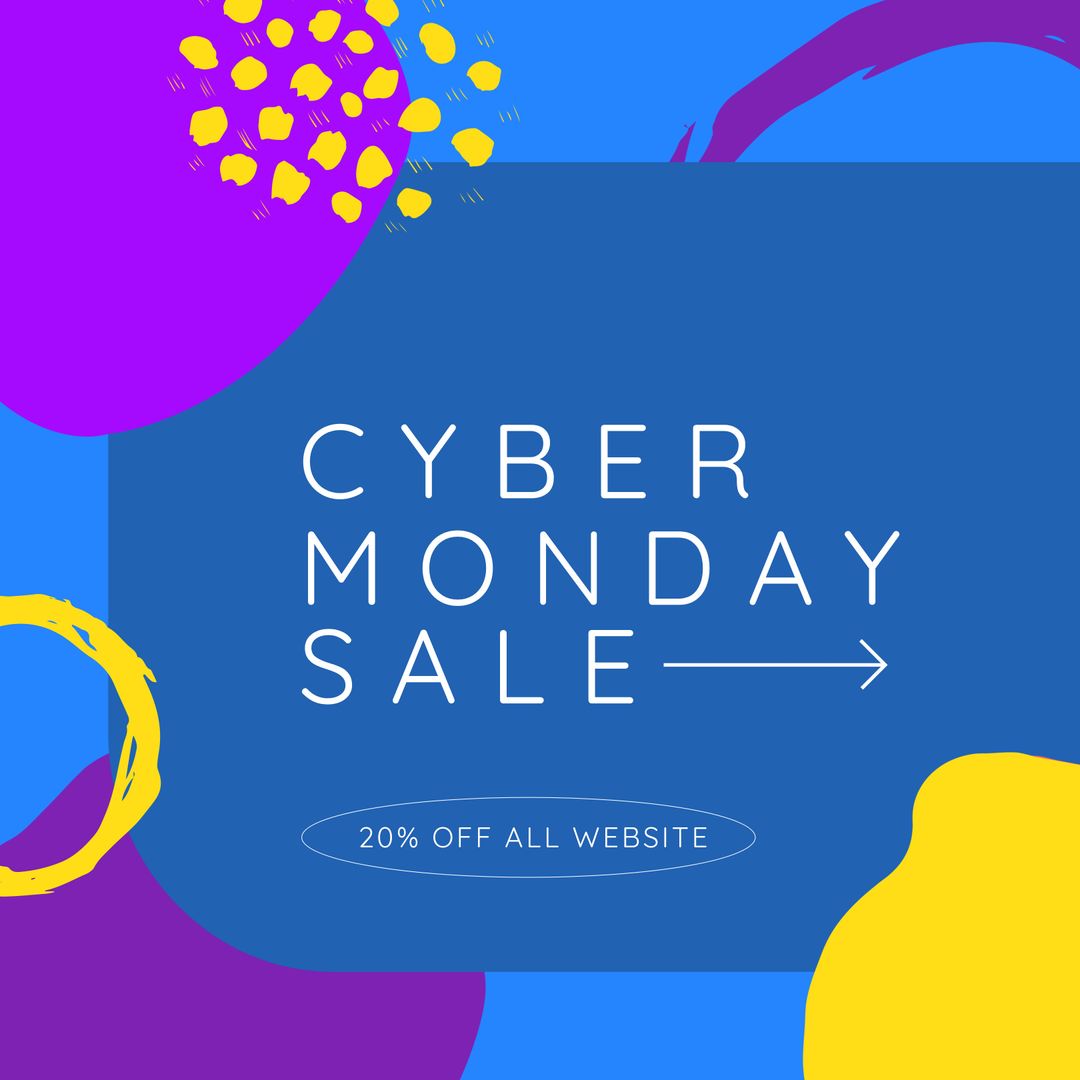 Colorful Cyber Monday Sale Design with Bright Abstract Shapes