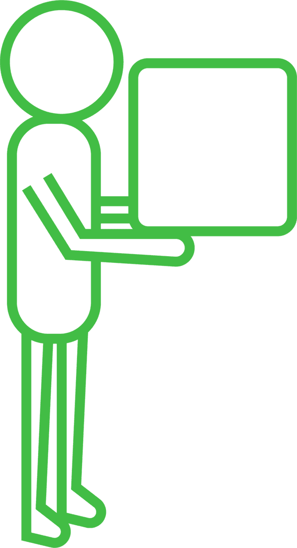 Green Figure Holding Box Vector Illustration Transparent Background