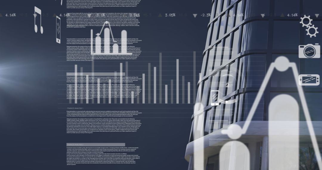 Abstract Financial Graphs and Business Skyscraper