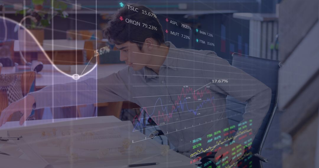 Businessman Analyzing Financial Data in Modern Office Environment