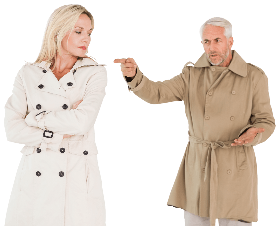 Transparent Image of Intense Conversation Between Mature Couple