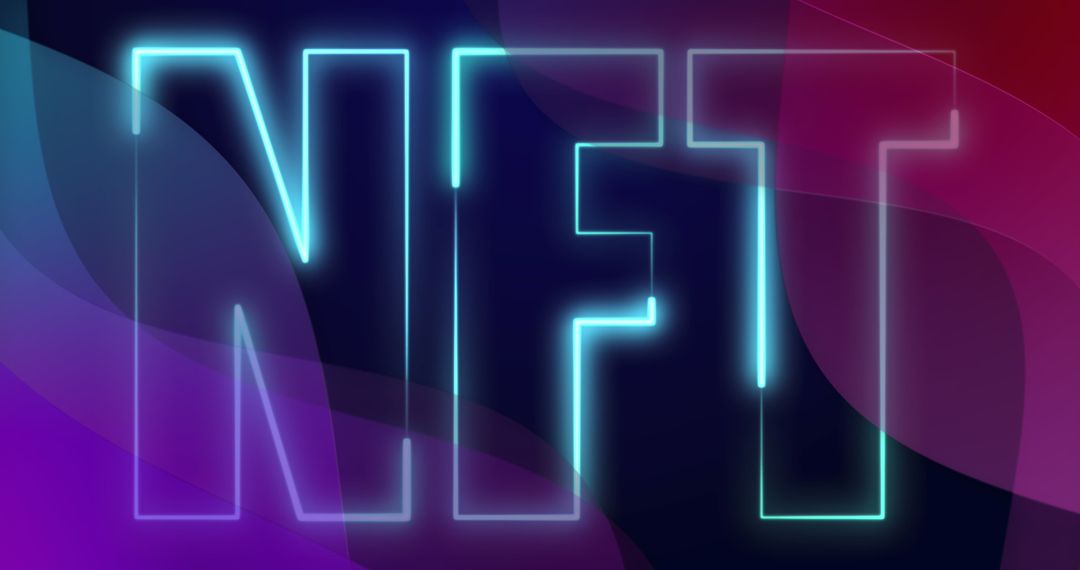 Neon NFT Text on Vibrant Abstract Background
