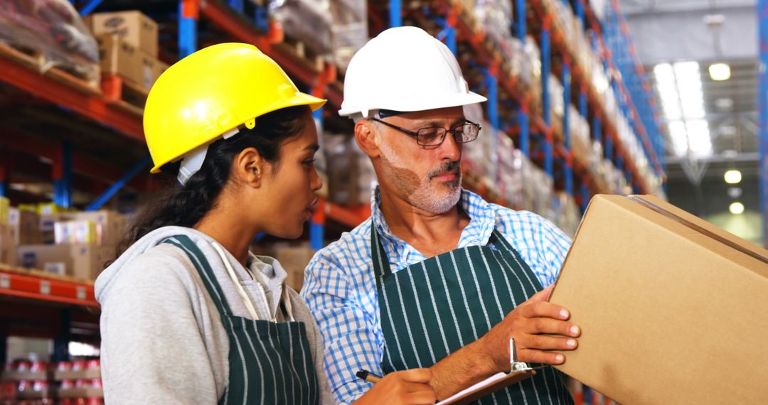 Warehouse Workers Supervising Package in Inventory Management Section - Free Images, Stock Photos and Pictures on Pikwizard.com