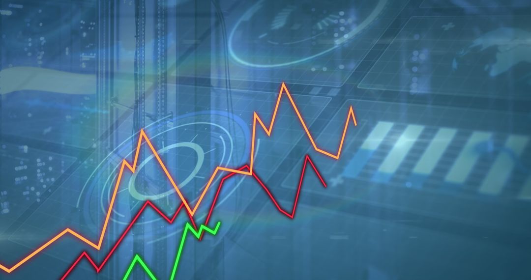 Futuristic Digital Dashboard with Dynamic Line Graphs