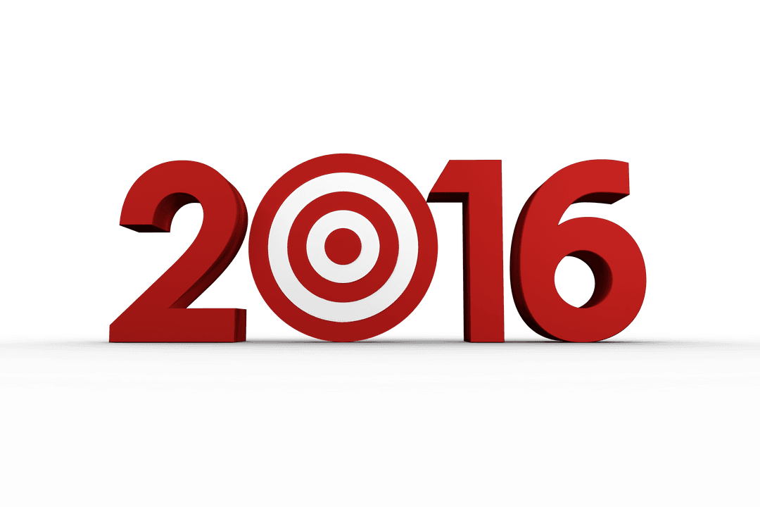 Red 2016 Numbers Design with Shield on Transparent Background