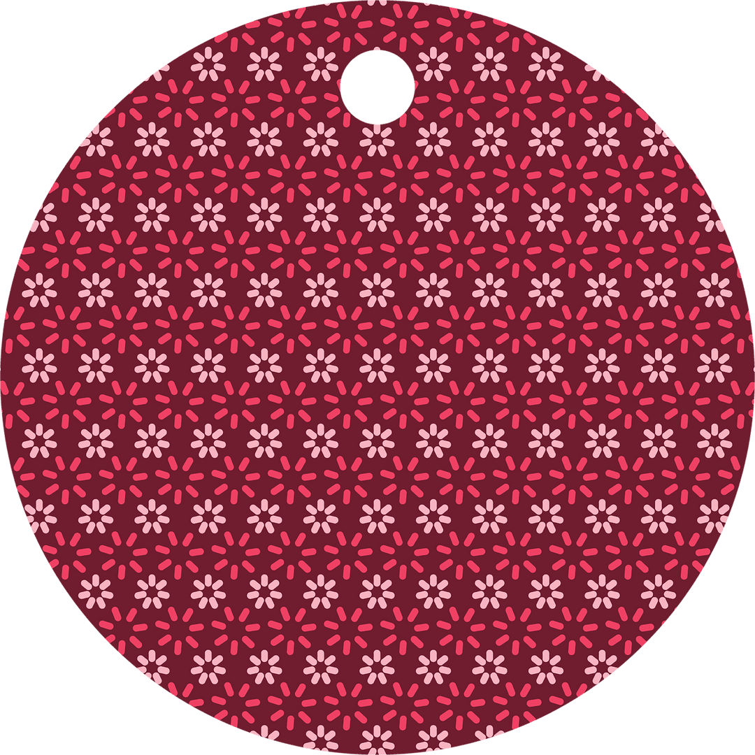 Pink Floral Label on Transparent Background Round Tag Design