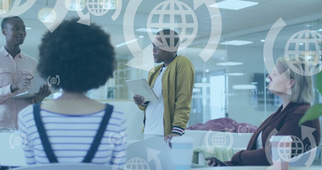 Diverse Team Discusses Global Data Analytics in Modern Office