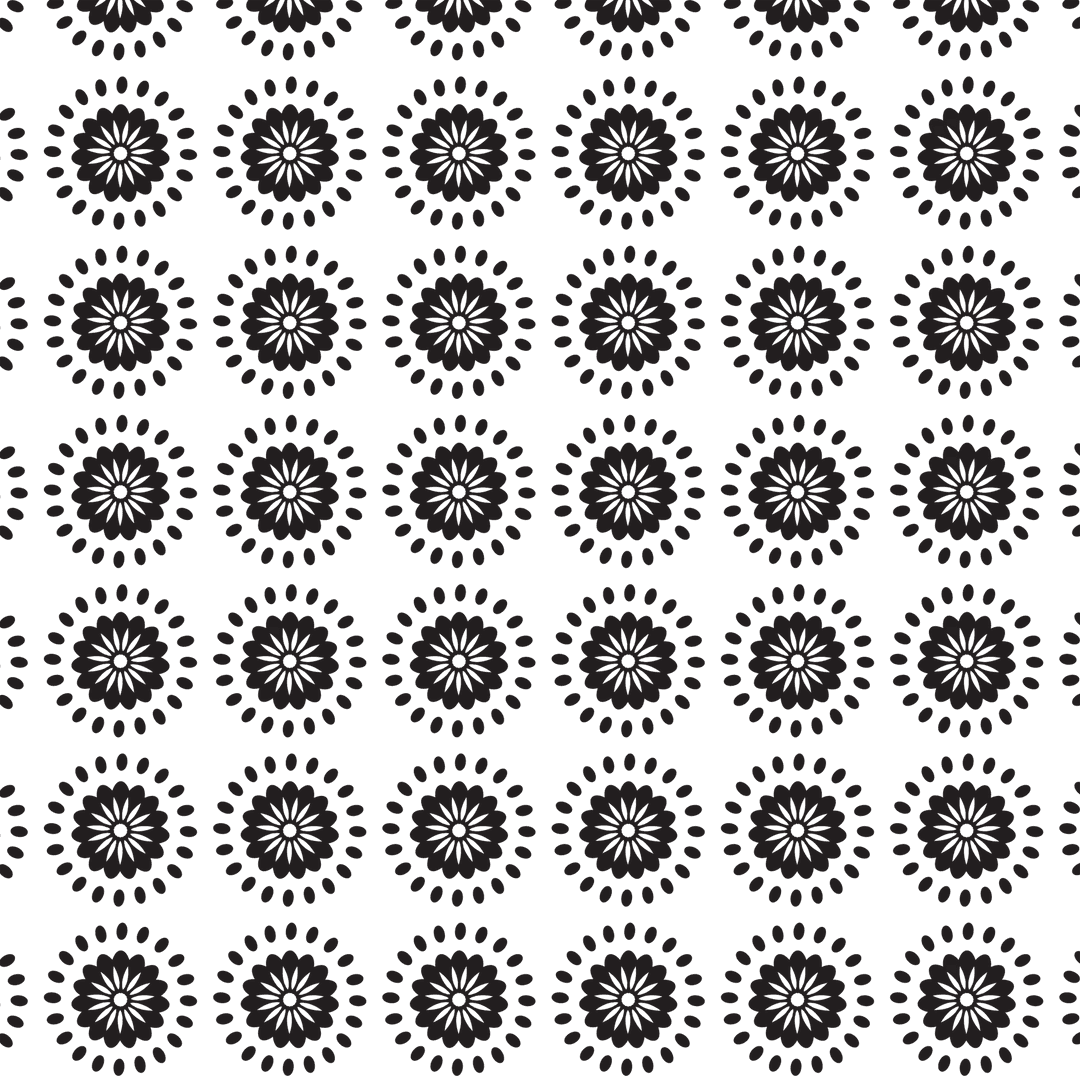 Black Rosettes Pattern on Transparent Background PNG