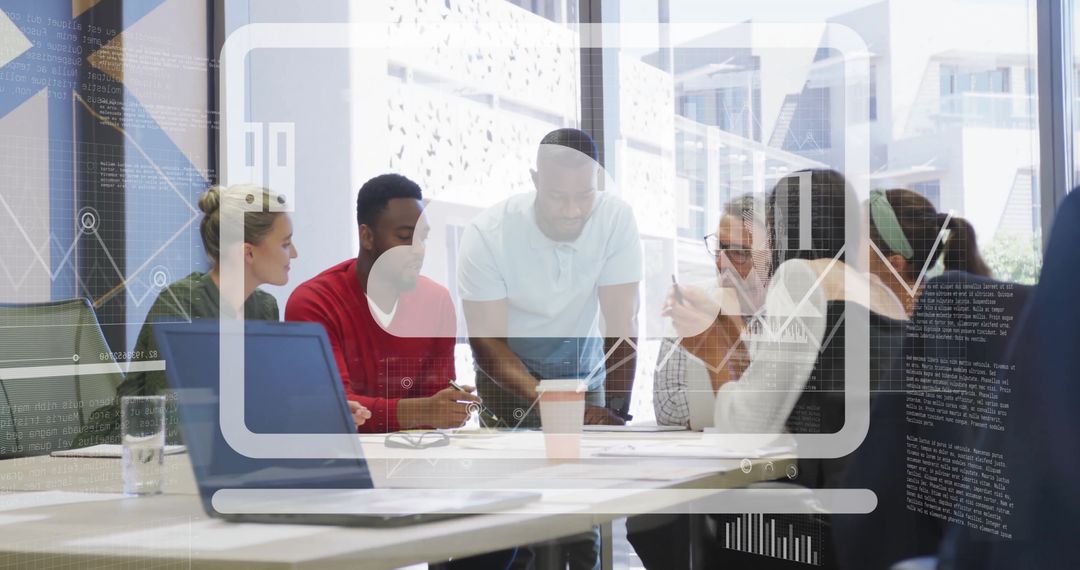 Business Team Viewing Financial Data Graphics