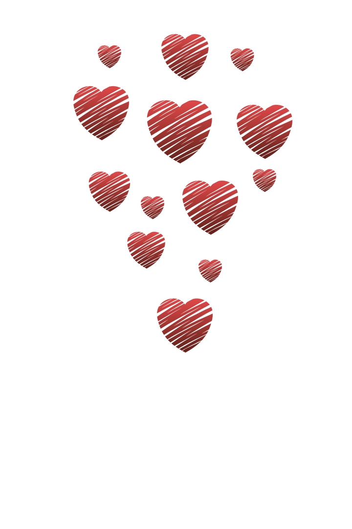 Floating Red Hearts on Transparent Background for Valentine's Day Themes